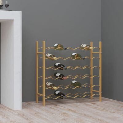vidaXL Suport sticle de vin pentru 36 sticle, auriu,metal