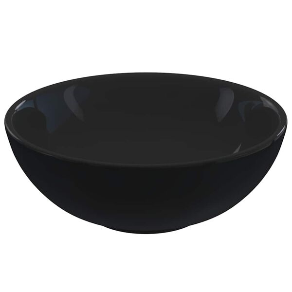 vidaXL Lavoar negru lucios Ø28x10 cm ceramică