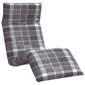 vidaXL Șezlong pliabil, model &icirc;n carouri gri, 175x54x8,5 cm