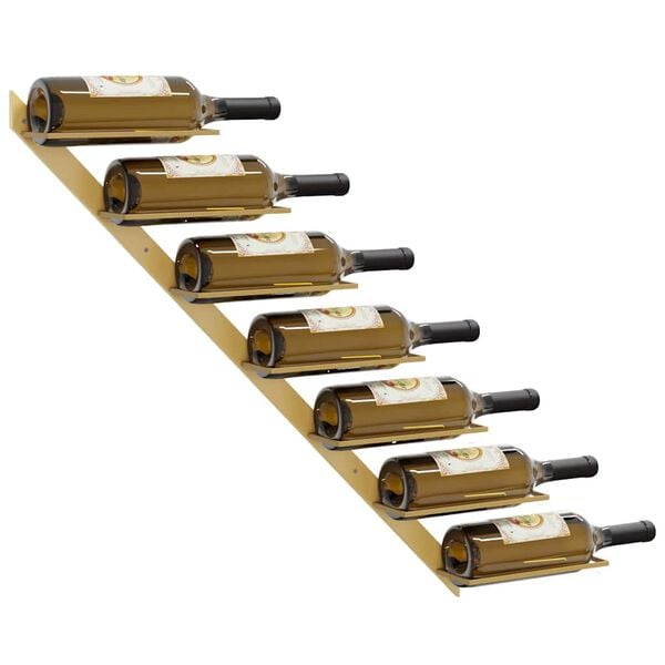 vidaXL Suport sticle de vin, de perete, 7 sticle, auriu, metal