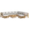 vidaXL Set mobilier de grădină cu perne gri deschis, 11 piese, bambus