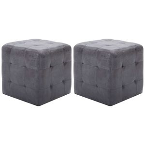vidaXL Noptiere, 2 buc., gri, 30x30x30 cm, piele &icirc;ntoarsă ecologică
