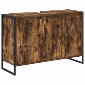 vidaXL Dulap de Baie Stejar fumuriu 90 x 30 x 60 cm Lemn compozit