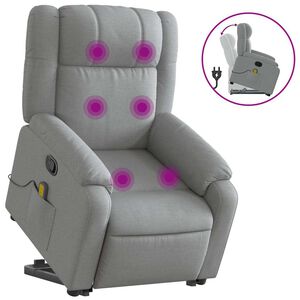 vidaXL Fotoliu de masaj rabatabil cu ridicare, gri deschis, textil
