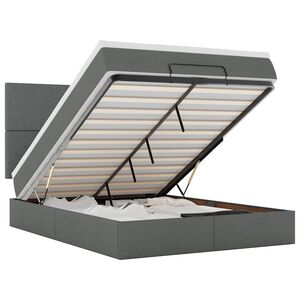 vidaXL Cadru pat otoman cu saltea țesătură gri &icirc;nchis 140x190cm