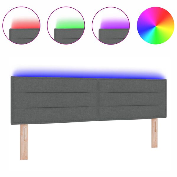 vidaXL Tăblie LED cu lumini cu bandă LED Gri &icirc;nchis 160 cm Poliester