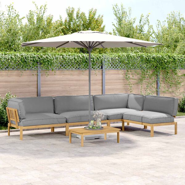 vidaXL Set de canapea cu pernă Simplu 5 pcs Gri Lemn Solid de Acacia