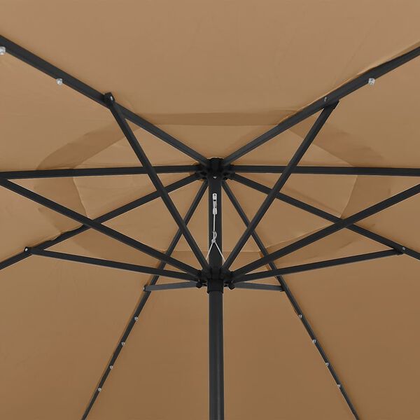 vidaXL Umbrelă soare de grădină cu LED-uri, taupe, 400 cm
