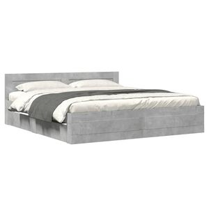 vidaXL Cadru de pat cu tăblie gri beton 200x200 cm lemn prelucrat