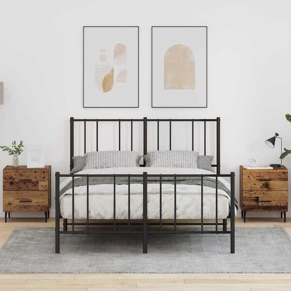 vidaXL Dulap de noapte cu sertar 2 pcs Lemn vechi 40 x 35 x 47,5 cm