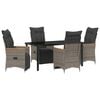 vidaXL Set de masă pentru grădină cu pernă 5 pcs Gri poliratan