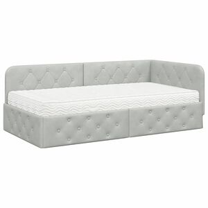vidaXL Cadru de pat colțar cu saltea Gri deschis 100 x 200 cm Catifea
