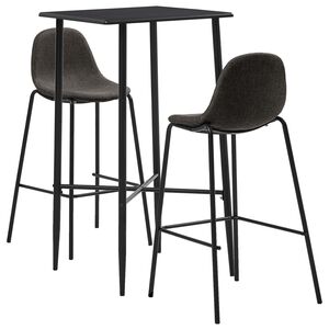 vidaXL Set de bar, 3 piese, gri &icirc;nchis, material textil