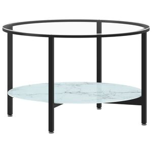 vidaXL Masă de ceai ,marmură albă și neagră,70 cm sticlă securizată