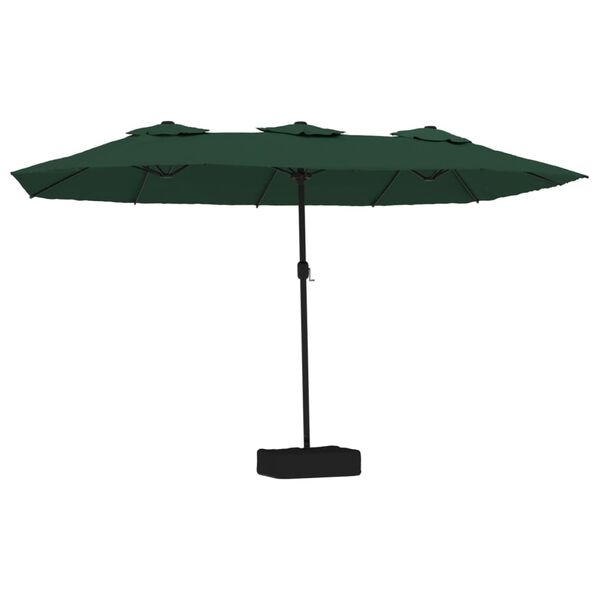 vidaXL Umbrelă de soare cu două capete, verde, 449x265 cm