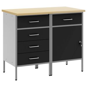 vidaXL Dulap de lucru cu sertar 2 pcs Negru și Gri 100 x 55 x 85 cm