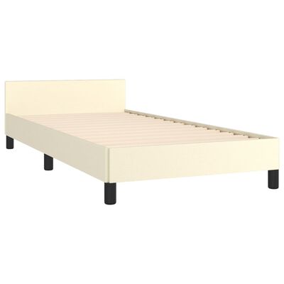 vidaXL Cadru de pat cu tăblie, crem, 80x200 cm, piele ecologică