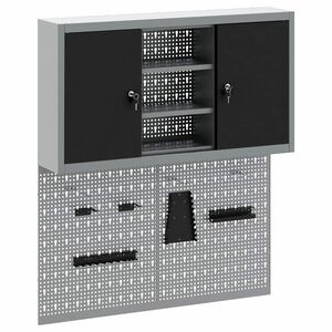 vidaXL Set dulap de unelte 3 buc. Negru Oțel vopsit electrostatic