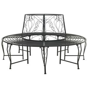 vidaXL Bancă cu arbori 8-Număr de locuri &Oslash; 160 x 89 cm Oțel Negru
