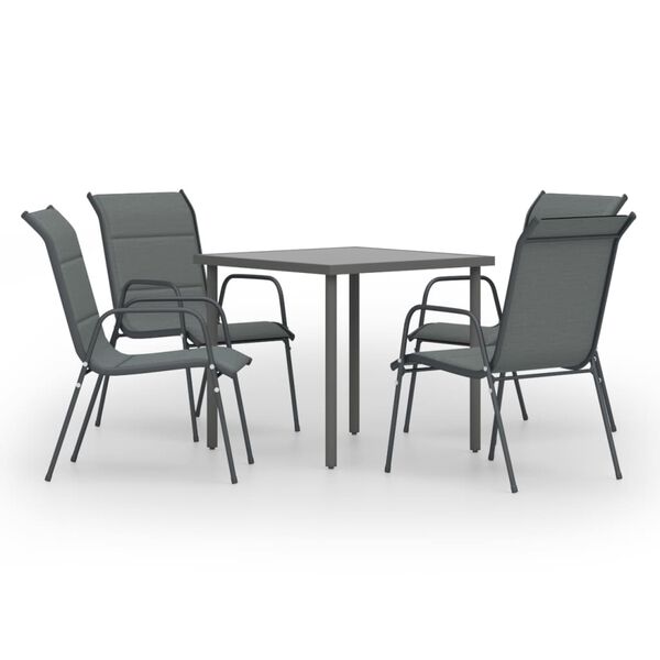 vidaXL Set mobilier de exterior, 5 piese, antracit, oțel