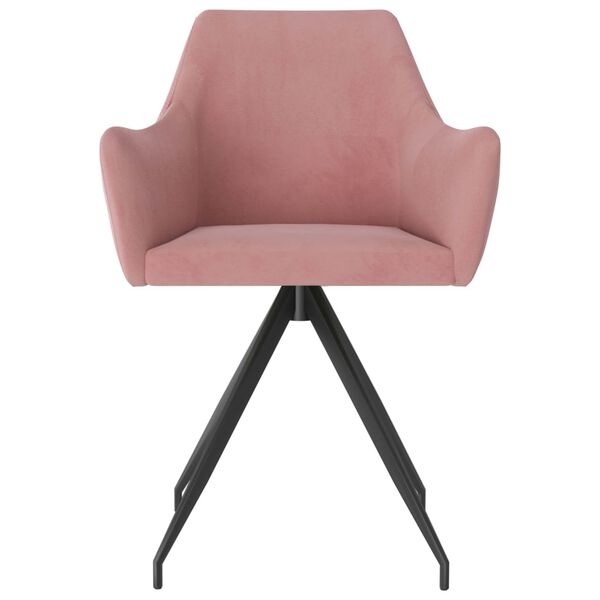 vidaXL Scaune de sufragerie, 2 buc., roz, catifea