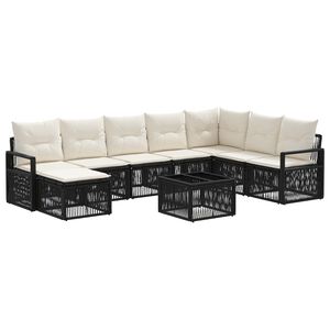 vidaXL Set de canapele pentru grădină 9 pcs Negru poliratan