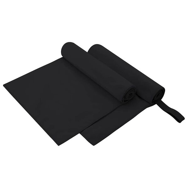 vidaXL Prosoape Sport 2 pcs Negru 100 x 50 cm Poliester și poliamidă