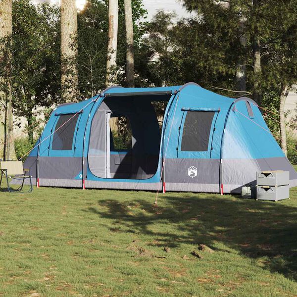 vidaXL Cort de camping tunel pentru 4 persoane, albastru, impermeabil