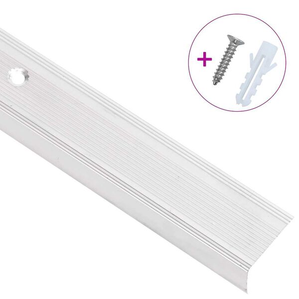 vidaXL Profile trepte &icirc;n formă de L, 15 buc, argintiu, 90 cm, aluminiu