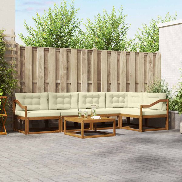 vidaXL Set de canapele de exterior cu pernă 6 pcs Natural și Crem