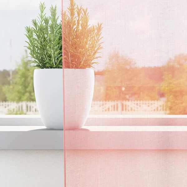 vidaXL Perdele Voile cu buzunare pentru bare 2 buc Roz