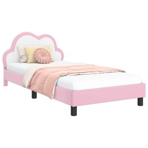 vidaXL Cadru de pat pentru copii cu spătar Roz 90 x 190 cm PU