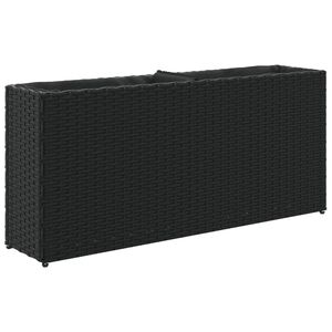 vidaXL Jardinieră de grădină cu 2 ghivece, negru 90x20x40 cm poliratan