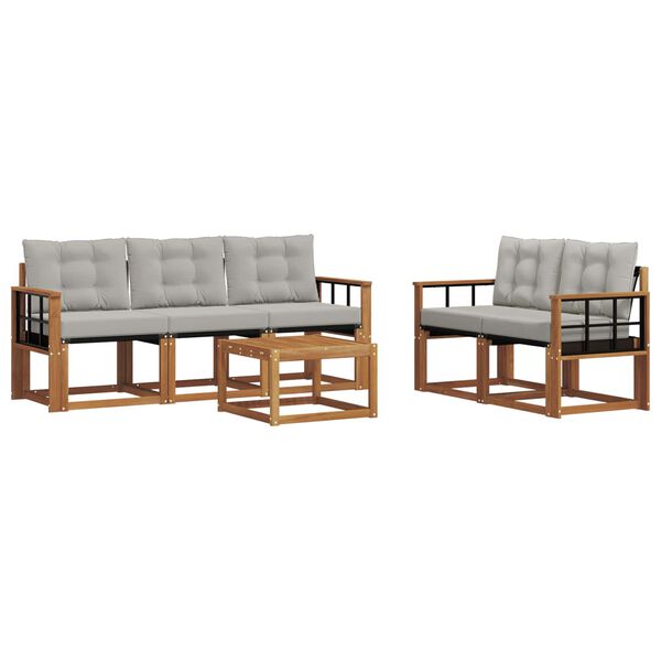 vidaXL Set de canapele de exterior 6 pcs Gri natural și deschis