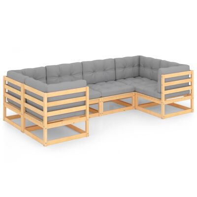 vidaXL Set mobilier de grădină cu perne, 6 piese, lemn de pin masiv