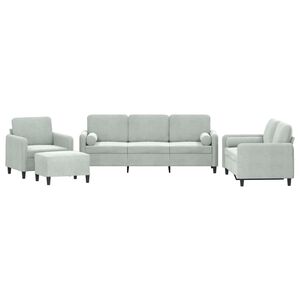 vidaXL Set canapea cu perne, 4 piese, gri deschis, catifea