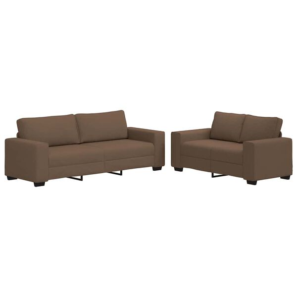 vidaXL Set de canapele cu perne, 2 piese, maro, textil