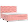 vidaXL Pat box spring cu saltea, roz, 160x200 cm, catifea