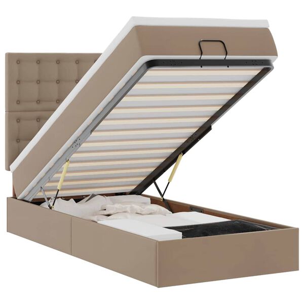 vidaXL Pat otoman cu saltea, cappucino, 80x200cm, piele ecologică