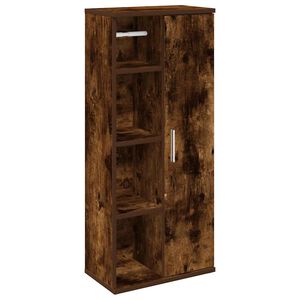 vidaXL Dulap de baie cu suport role, stejar fumuriu, 39x22x90 cm