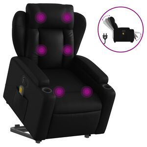 vidaXL Fotoliu electric masaj rabatabil cu ridicare, negru
