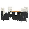 vidaXL Set mobilier de grădină cu perne, 5 piese, negru, poliratan