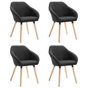vidaXL Scaune de bucătărie, 4 buc., negru, material textil