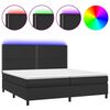 vidaXL Pat cu arcuri, saltea și LED, negru, 200x200cm, piele ecologică