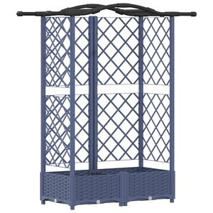 vidaXL Pat Ridicat cu Trellis și Acoperiș Gri 124 x 40 x 123 cm PP