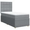 vidaXL Pat box spring cu saltea, gri deschis, 90x190 cm, textil