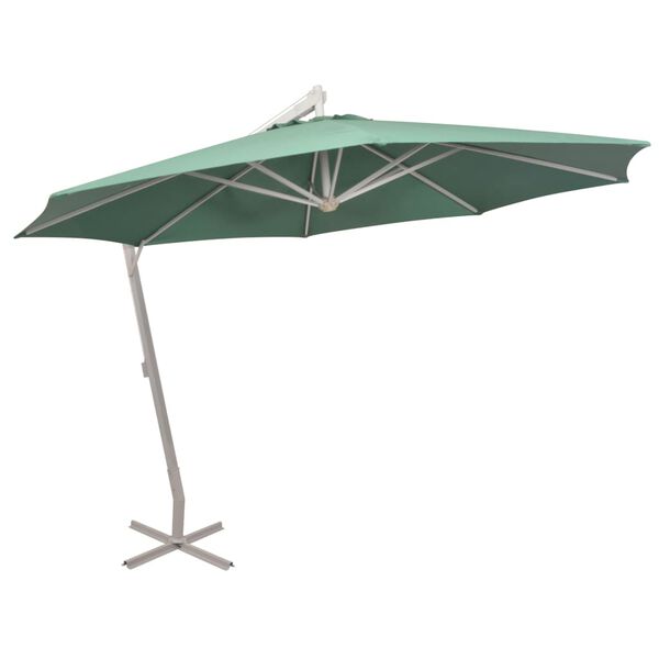 vidaXL Umbrelă de soare suspendată 350 cm, st&acirc;lp de aluminiu, verde