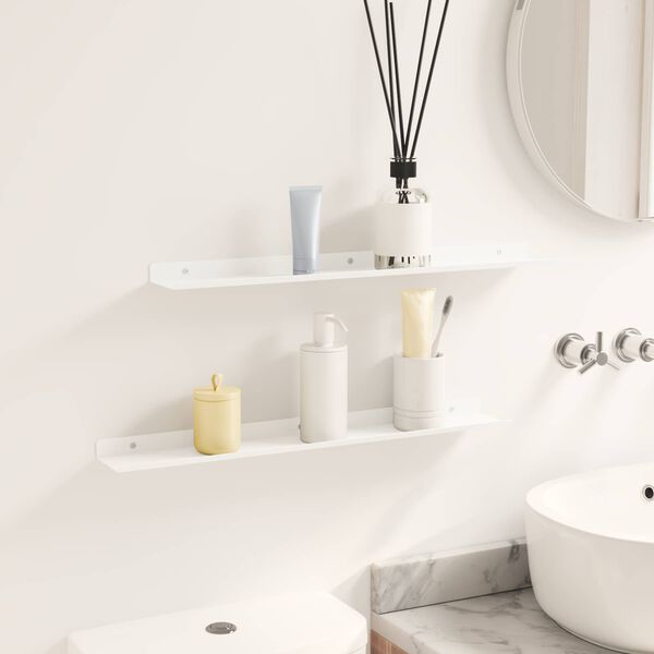 vidaXL Raft suspendat Pe perete 2 pcs Alb 60 x 9 x 2,5 cm Oțel