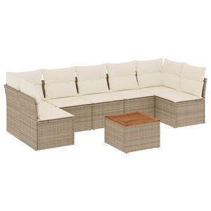 vidaXL Set canapele de grădină, 8 piese, cu perne, bej, poliratan