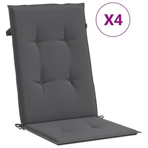 vidaXL Perne scaun cu spătar &icirc;nalt, 4 buc. antracit 120x50x3 cm textil